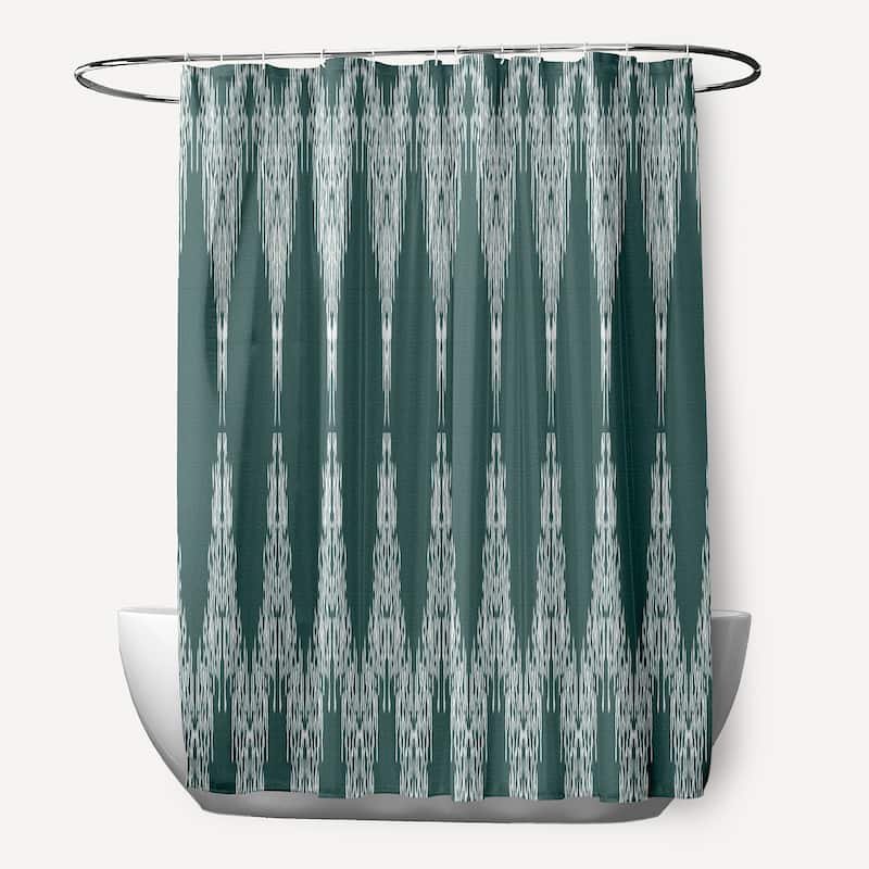 Peace 1 Geometric Print Shower Curtain - Dark Green