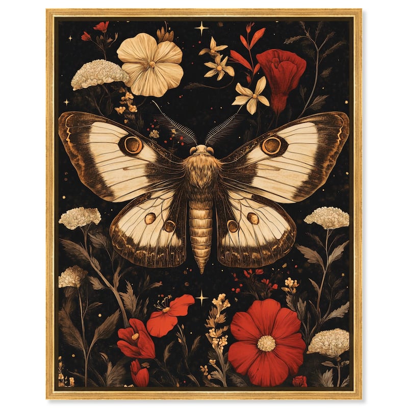Flying Moth Canvas by Art Remedy - 30" x 36" - Gold