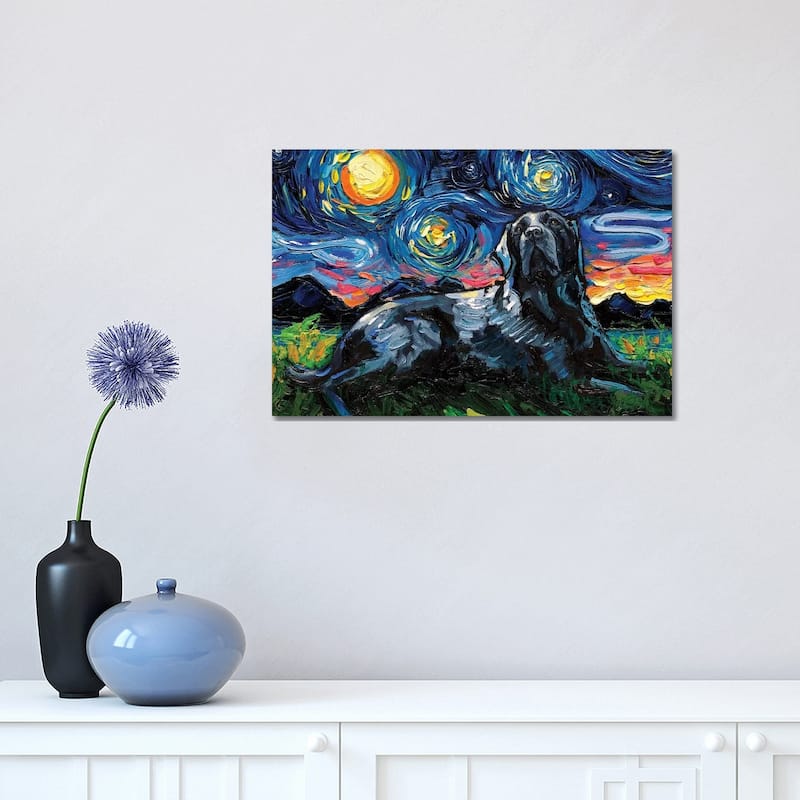 iCanvas "Black Labrador Night III" by Aja Trier Canvas Print - 12x18x1.5