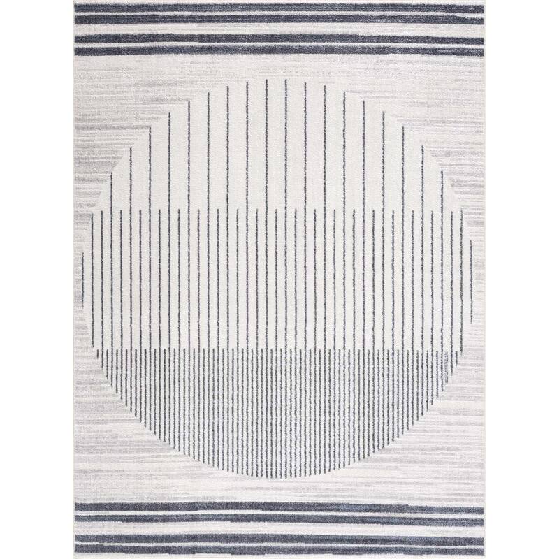 Hauteloom Thad Living Room, Bedroom Machine Washable Area Rug - Farmhouse - Medium Gray, Black, Gray - 2' x 3'