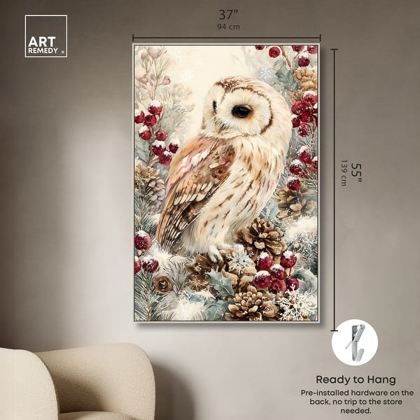 dimension image slide 19 of 24, Christmas Forest Owl III Wall Decor Canvas Print by Art Remedy