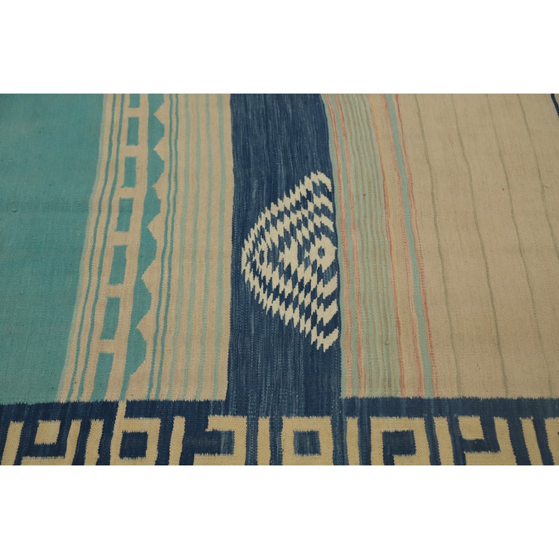 Hand Woven Oriental 100% Wool Carpet Southwestern Tribal Multi-Colored Kilim Area Rug - 8' 0'' X 4' 9''