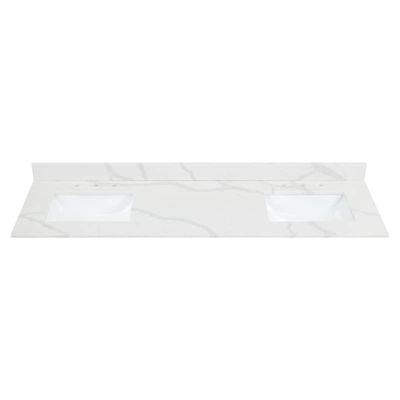Altair Arbios Calacatta White Quartz Stone Vanity Top in 8 in.Widespread Faucet Hole Without Cabinet - 72 inches