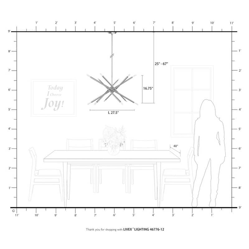 Livex Lighting 12-light Satin Brass Chandelier, 46776-12 - 27.5" Dia x 25" - 67" Adj. H