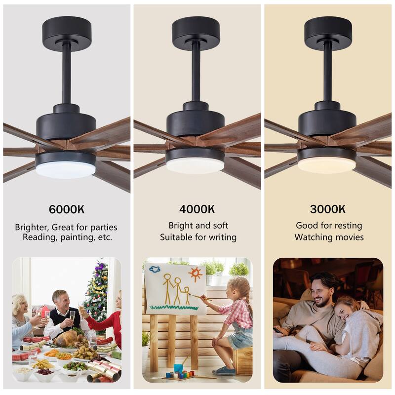 70" Ceiling Fan with Lights Quiet DC Motor Ceiling Fans 6 Speed Levels,6 PCS Plywood Blades, Reversible Ceiling Fan
