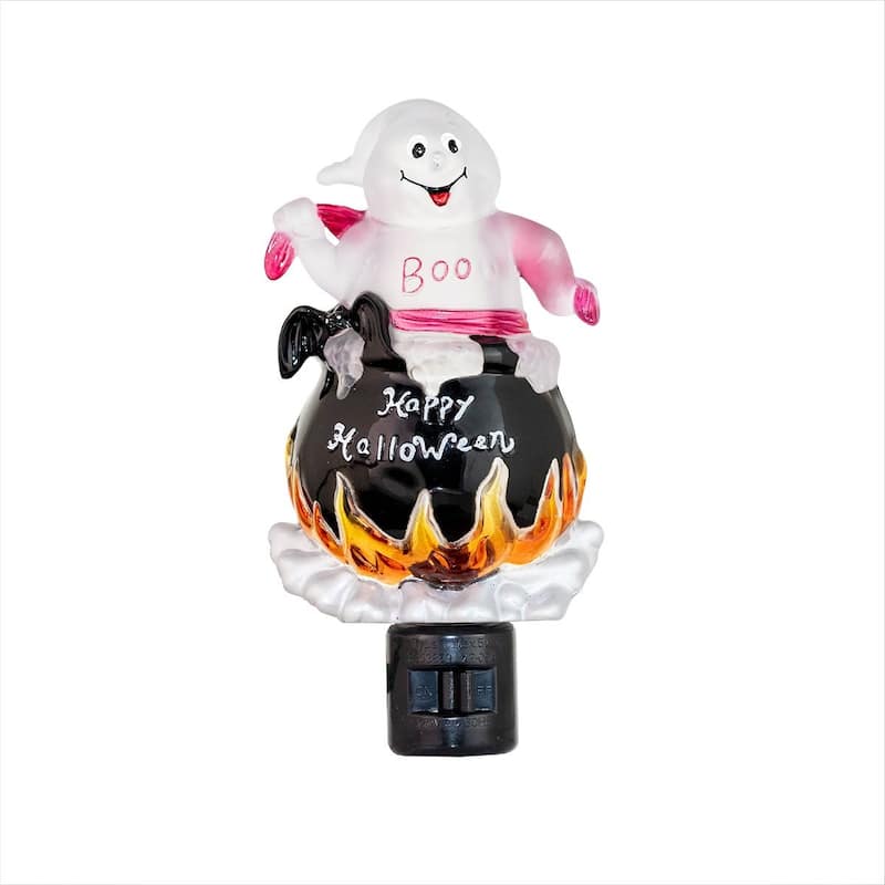 Novelty Lights LED Ghost in Gauldron Halloween Night Light with Swivel Plug