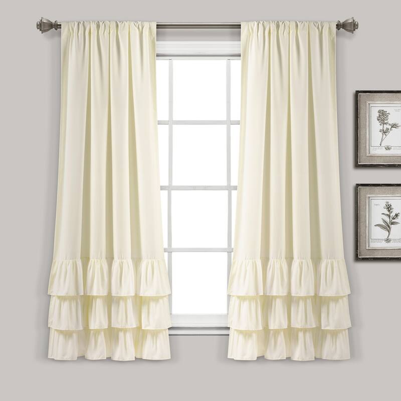 Lush Decor Allison Ruffle Window Curtain Panel Pair - 40"wx63"L - Ivory