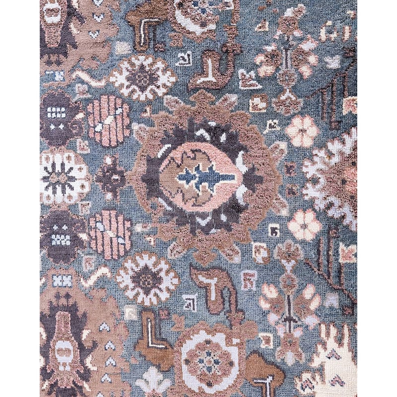 Ikat One-of-a-Kind Hand-Knotted Area Rug, Blue - 8' 10" x 12' 4"