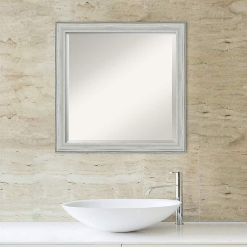 Beveled Wood Bathroom Wall Mirror - Bel Volto Silver Frame