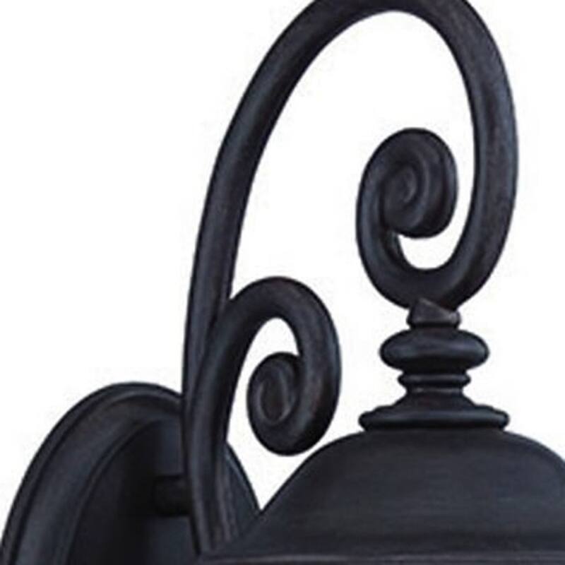 Matte Black Marble Outdoor Wall Light with Seeded Glass Hardwired, LED - 10” x 6.75” x 18” (D x W x H)