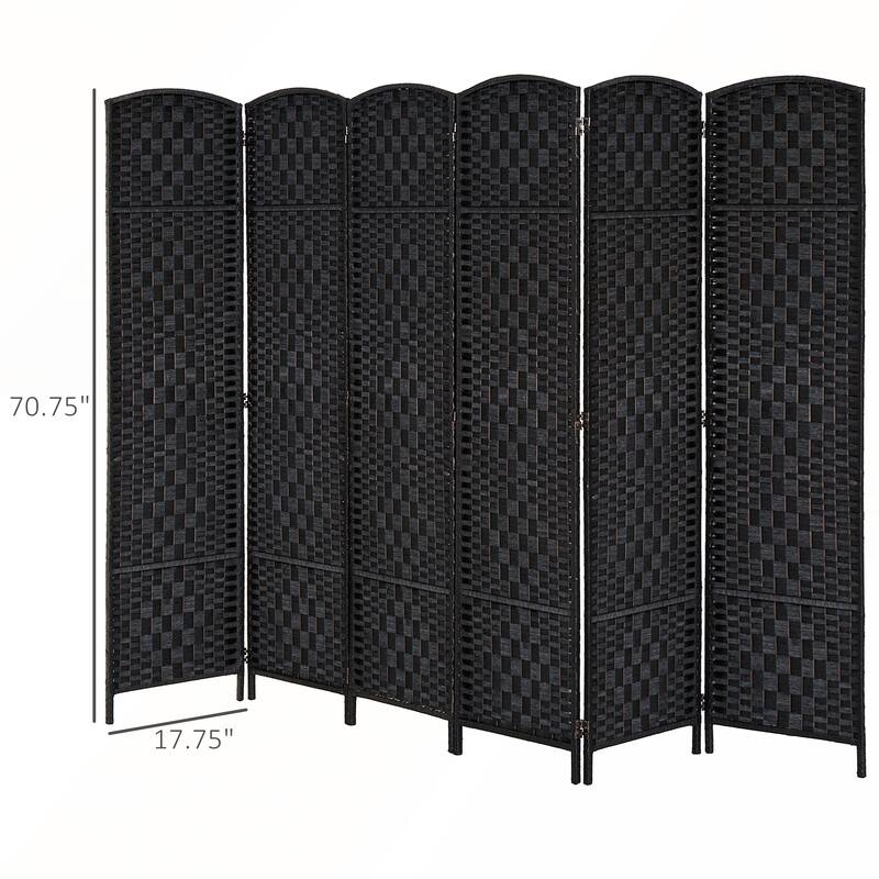 6' Tall Wicker Weave 6 Panel Room Divider Privacy Screen