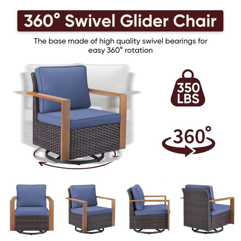 Pocassy Outdoor Sofa Patio Swivel Chair Funiture Set