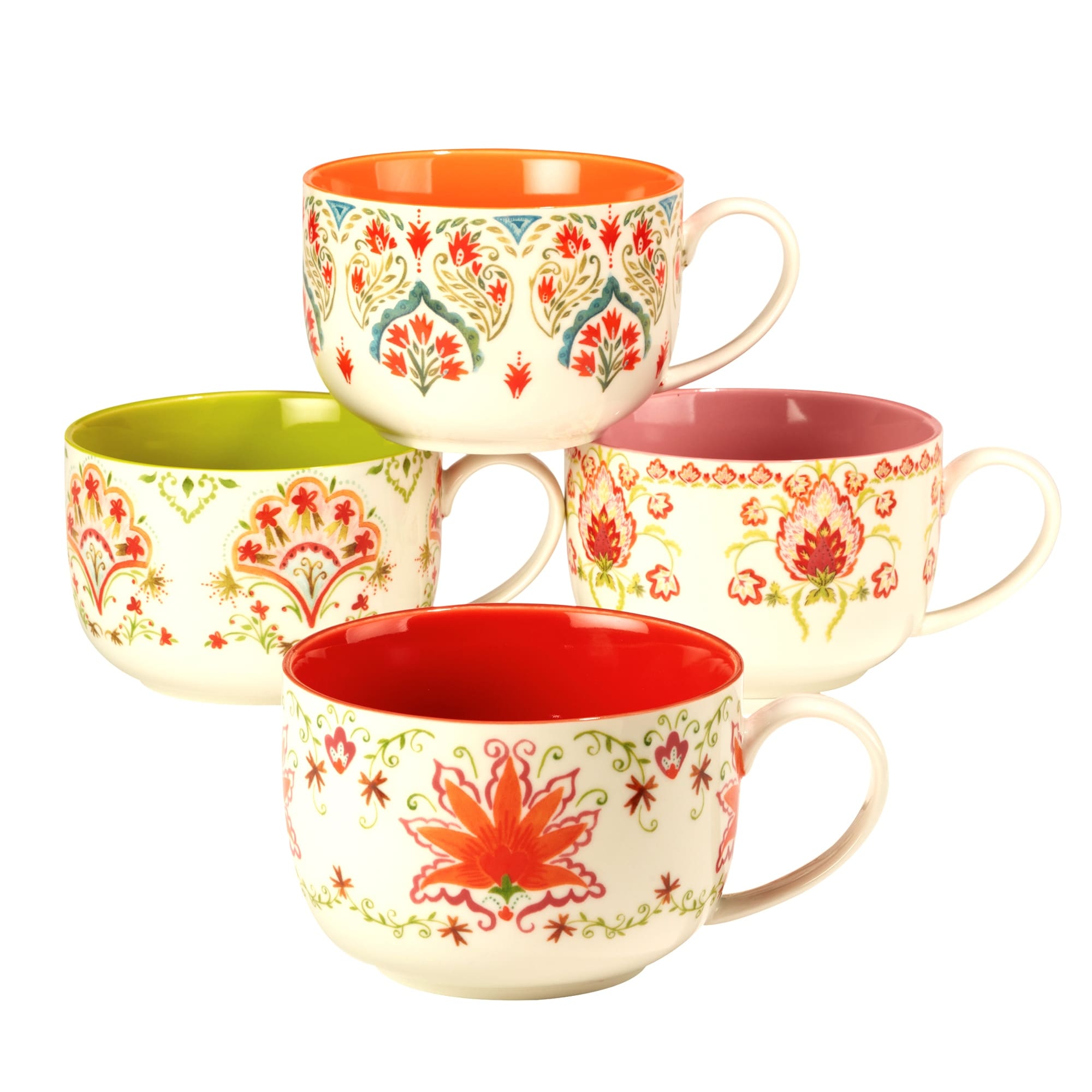 Certified International Francesca 28 oz. Jumbo Cups, Set of 4