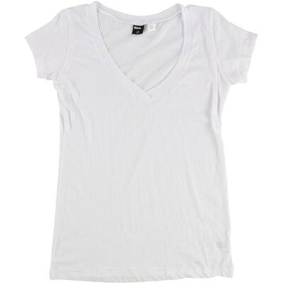 BDG Womens Light Weight Solid V-Neck Basic T-Shirt,, White, Medium
