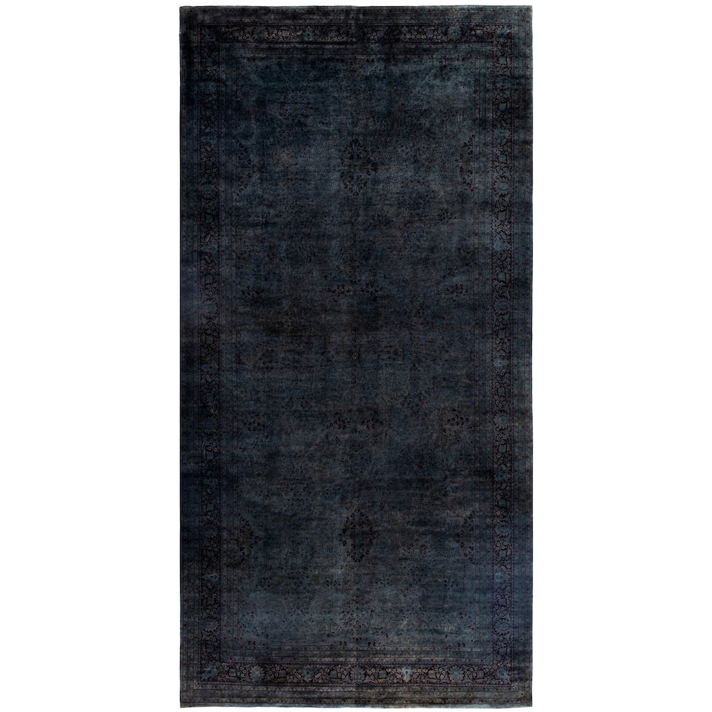 Overdyed One-of-a-Kind Hand-Knotted Area Rug - Gray - 9' 4" x 18' 8"