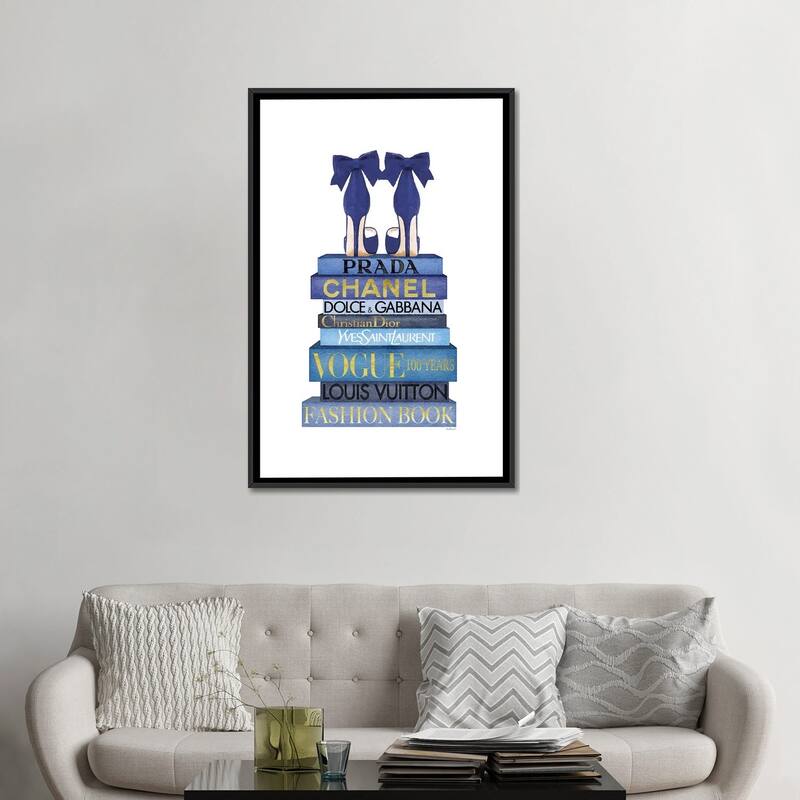 iCanvas "Tall Blue Books, Blue Shoes" by Amanda Greenwood Framed Canvas Print