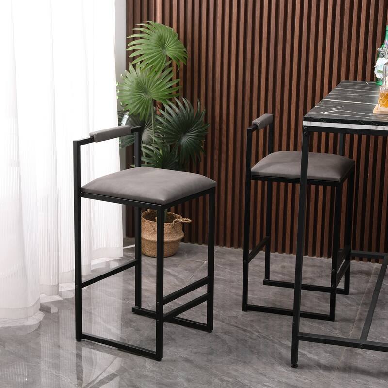 GDFStudio - Cavalli Modern Faux Leather Upholstered Armless Counter Height Bar Stool with Metal Frame & Backrest, Set of 2