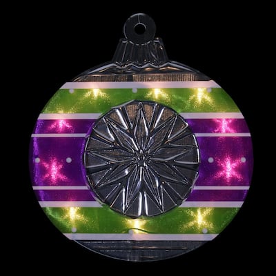 15.5" Lighted Purple and Green Shimmering Ornament Christmas Window Silhouette Decoration