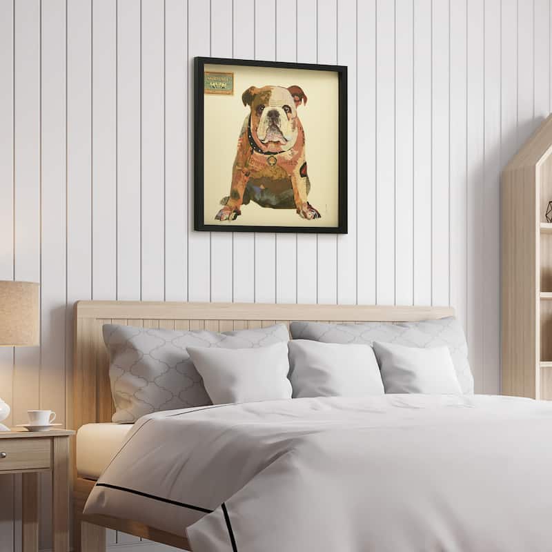 "Men's Best Bully" Dimensional Collage Framed Graphic Art Under Glass Wall Art