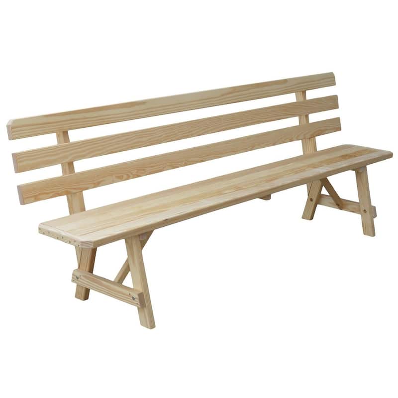 Cedar 8' Traditional Backed Bench - Unfinished
