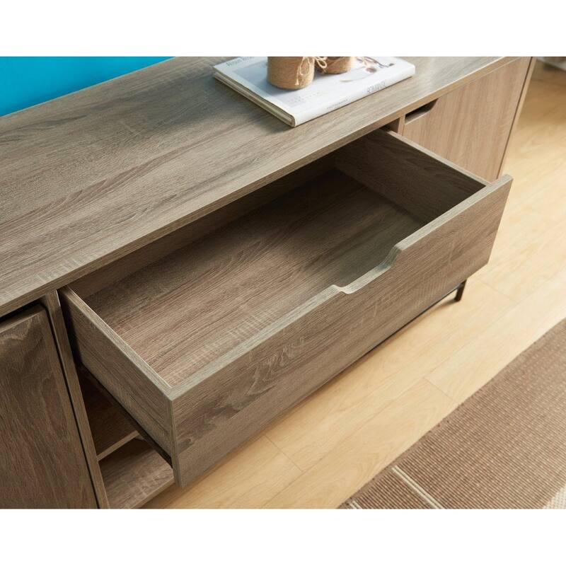 Buffet with Metal Legs with Two Door One Drawer Six Shelves