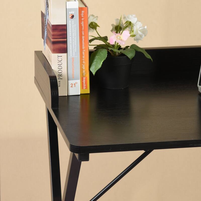 Homy Casa Modern Black Computer Desk, Metal Legs Office Writing Table