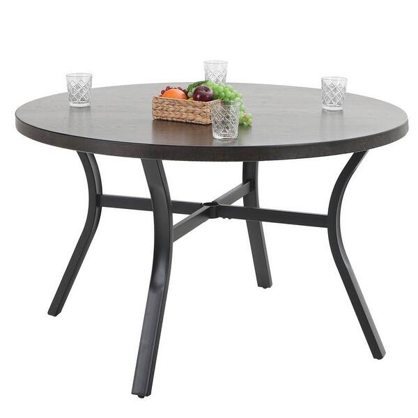 Mfstudio Outdoor Metal Dining Table 48 Round Patio Dining Table With A 1 97 Umbrella Hole Overstock 32767820