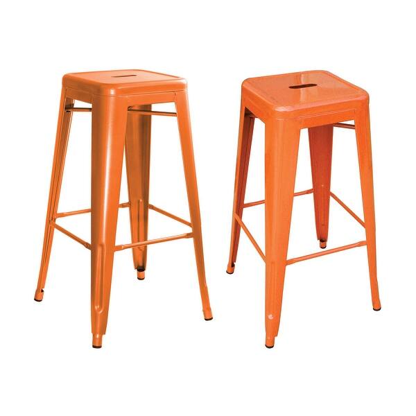 Shop Offex Orange Metal Bar Stool With Powder Coated Paint Finish