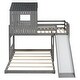 preview thumbnail 33 of 44, Playhouse Inspired Twin over Full Bunk Bed with Playhouse, Slide & Ladder