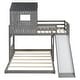 preview thumbnail 16 of 44, Wooden Twin Over Full Bunk Bed with Treehouse Loft, Slide & Guardrail