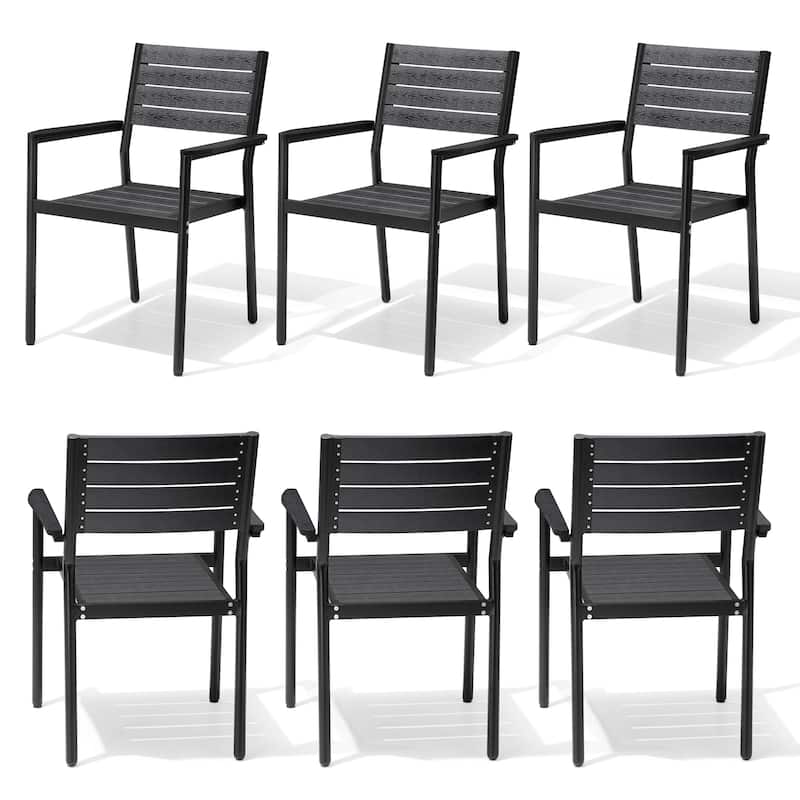 Outdoor Patio Dining Chairs Modern Aluminum Stackable Armchairs - See Picture