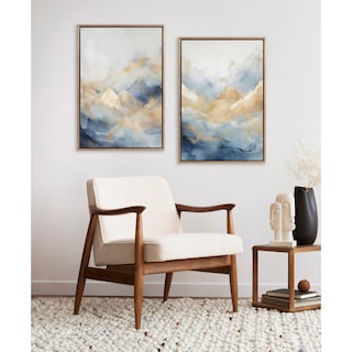 Kate and Laurel Sylvie Beaded Blue Mountains I and II Framed Canvas Art Set by Amy Lighthall