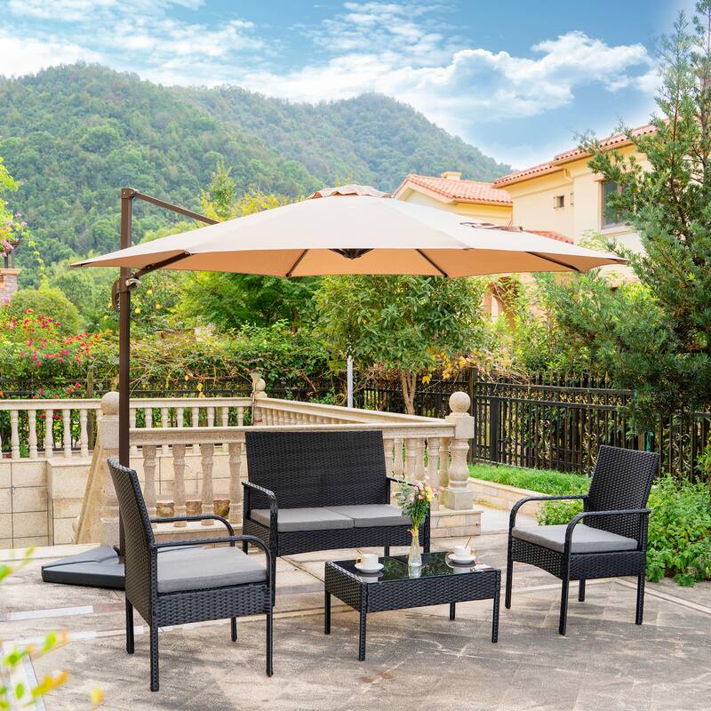 Sonoma 4 Piece Wicker all-weather Conversation Set with Cushions & Coffee Table