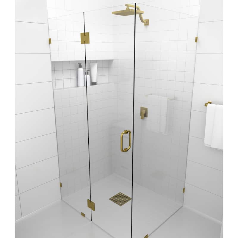 Glass Warehouse 78" x 36" x 34" Frameless 90 Degree Shower Enclosure - Glass Hinge