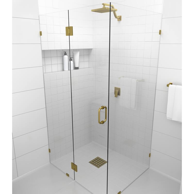 Glass Warehouse 78" x 59" x 34" Frameless 90 Degree Shower Enclosure - Glass Hinge