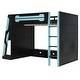 preview thumbnail 38 of 42, Full Size Wood Loft Bed with Desk & Charging Station, E-Sports Style Kids Bed Frame with Storage Shelves and RGB Light