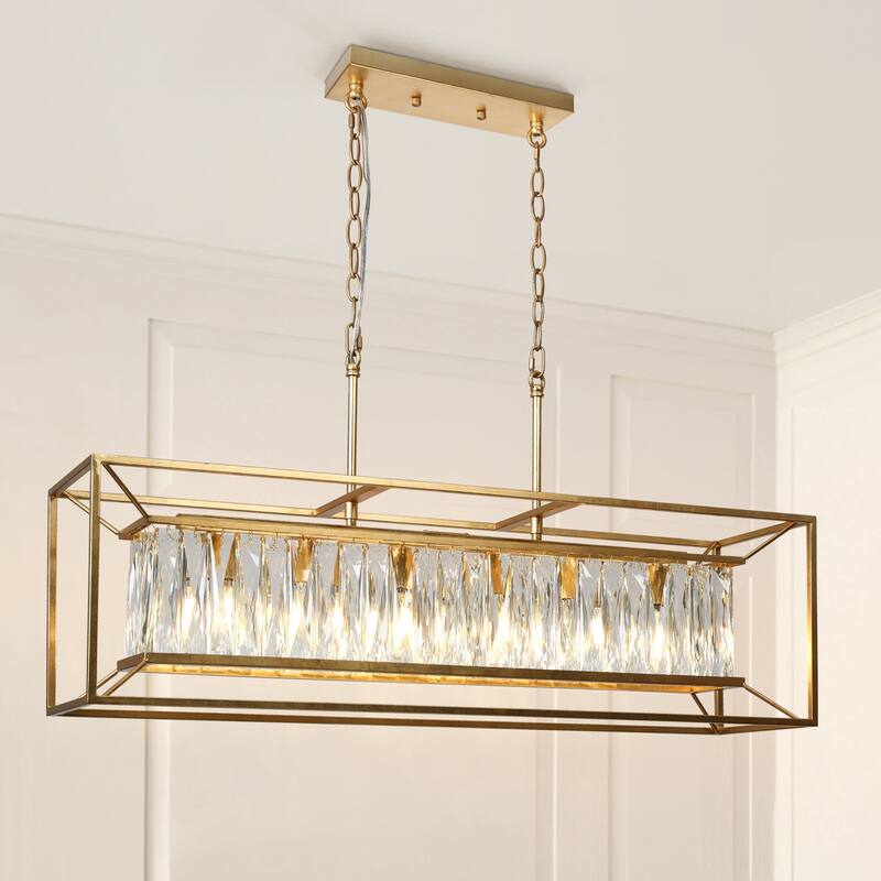 Modern 6-Light Crystal Chandelier Island Pendant for Kitchen Island - Gold