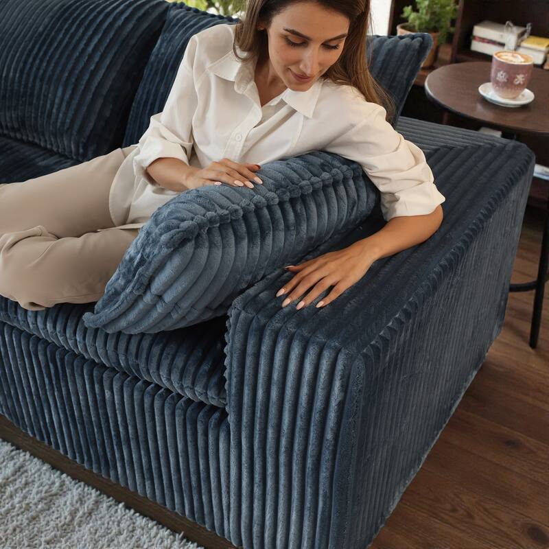 Cloud Modular Sofa, Deep Seat Corduroy Couch with Removable Cushions, No-Assembly Foam Sofa for Living Room