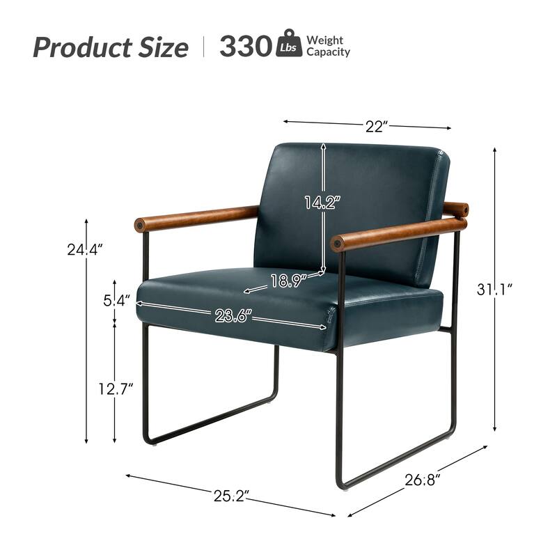 Justo Modern Accent Armchair with Metal Base and Removable Cushion Set Of 2 By HULALA HOME