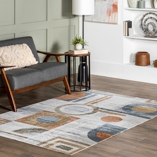 Nuloom Brodee SpinClean Abstract Retro Machine Washable Area Rug