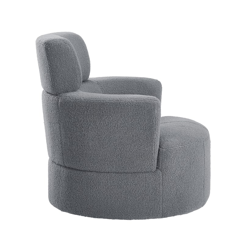 360° Swivel Chair, Upholstered Barrel Chair with Adjustable Headrest Modern Swivel Round Sofa Chair for Living Room