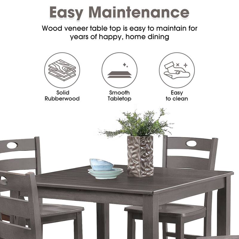Farmhouse Gray Solid Wood 5-piece Counter Height Dining Table Set