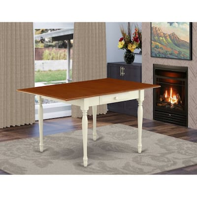 Rectangular Drop Leaf Dining Table - 36x54 Inch Kitchen Table in Buttermilk Cherry Finish - 36