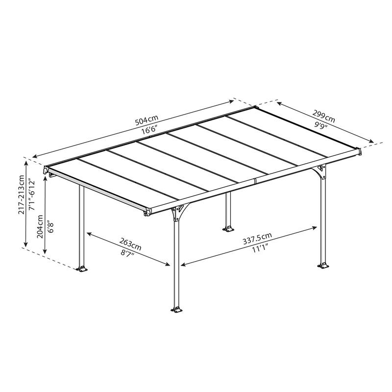 Verona 10 ft. x 16 ft. Gray/Bronze Single Carport - 10 ft. x 16 ft.