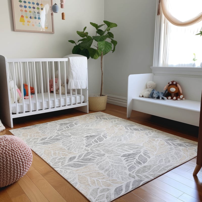 Premium Washable Super Soft Transitional Floral Mayfield Rug - Fog - 8' x 10' - Rectangle
