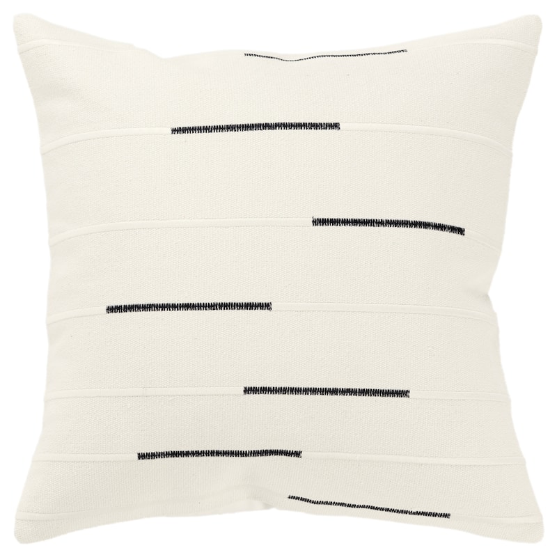 Rizzy Home Transitional Ivory Decorative Pillow Cover 20" x 20" - Ivory/Black