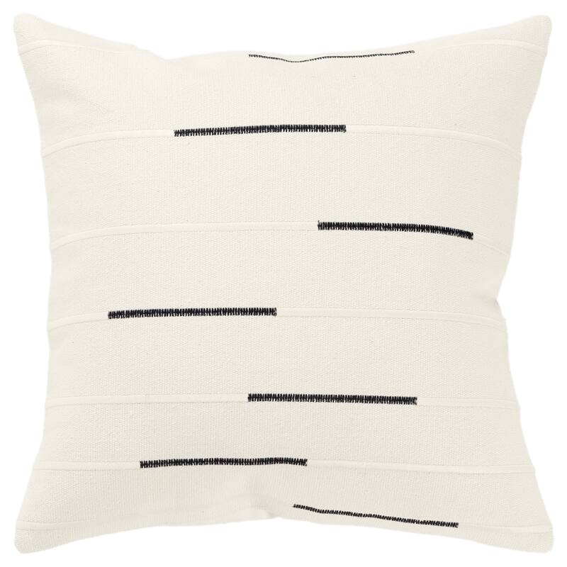 Rizzy Home Transitional Ivory Poly Filled Pillow - 20" x 20" - Ivory/Black
