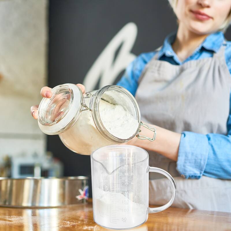 250ml Glass Measuring Cup, 3.3 Borosilicate Glass Graduated White Printed Scale