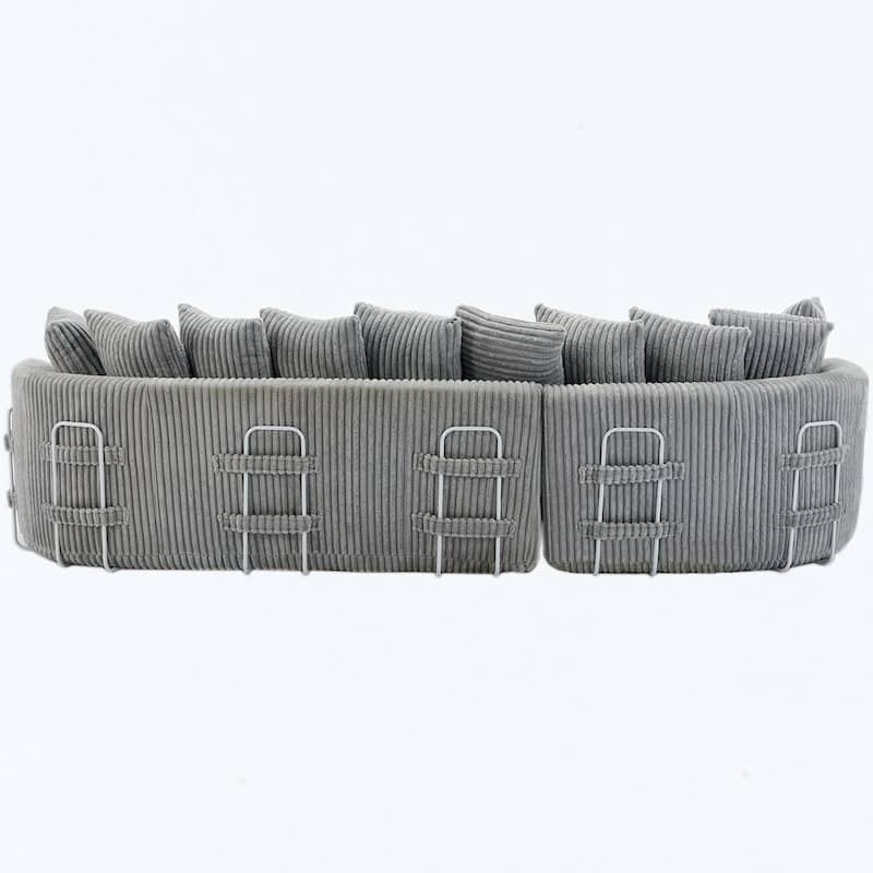 127"Corduroy L-Shaped Sectional Sofa with High-Resilience Foam, 10 Back Cushions, and No Assembly Required