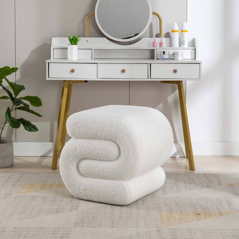 S-shape Ottoman Makeup Stool Footstool （Teddy/Velvet）